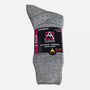 Thermal Crew Socks Women 5-9.5 Blue Gray 3 Pack Pair Avalanche All Day Warmth